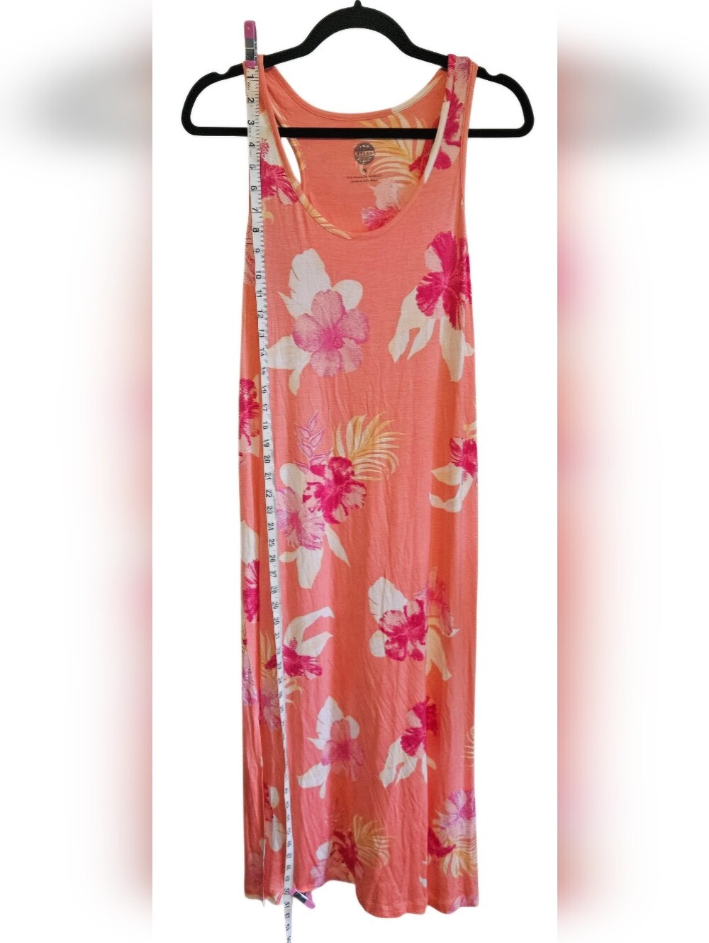 0075 Tommy Bahama Relax Tropical Floral Maxi Dress Peach Island Resort Medium - Picture 12 of 13